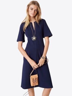 Tory Burch Jules Structured Navy Midi Dress NWOT